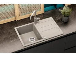 Helika Einbauspüle Granitverbundstoff  78 cm x 50 cm Elfenbein