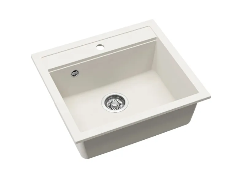 Helika Einbauspüle Granitverbundstoff Quadro 56 cm x 51 cm Weiß