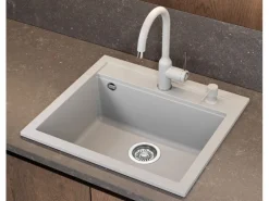 Helika Einbauspüle Granitverbundstoff Quadro 56 cm x 51 cm Weiß