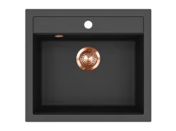 Helika Einbauspüle Quadro 56 cm x 51 cm Schwarz inkl. Kupferventil