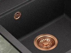 Helika Einbauspüle Tessa 49 cm x 51 cm Schwarz inkl. Kupferventil