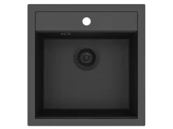 Helika Einbauspüle Tessa 49 cm x 51 cm Schwarz inkl. Schwarzventil