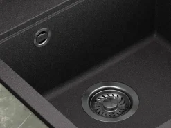 Helika Einbauspüle Tessa 49 cm x 51 cm Schwarz inkl. Grafitventil