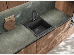 Helika Einbauspüle Tessa 49 cm x 51 cm Schwarz inkl. Grafitventil