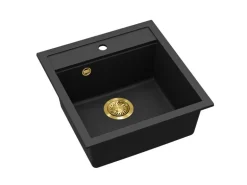 Helika Einbauspüle Tessa 49 cm x 51 cm Schwarz inkl. Goldventil