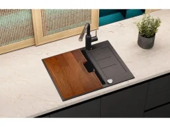 Helika Schneidebrett für Spüle Helika Tesa 47 cm x 32 cm Sapeli Holz