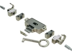 Hettich Nutbart-Drehstangenschloss Rechts Vernickelt 25 mm