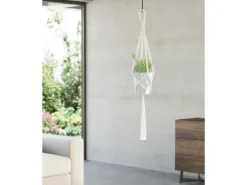 Hängeampel Makramee Ø 15 cm x 80 cm Weiß