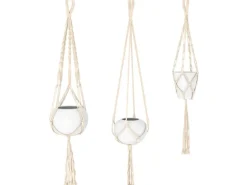Hängeampel Makramee Ø 15 cm x 80 cm Weiß