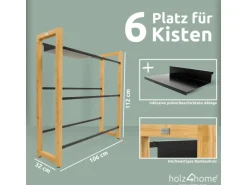 holz4home Getränkekistenregal aus Holz Inklusive Edelstahlablage 6 Kisten Schwarz