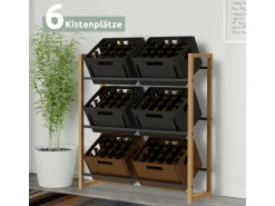 holz4home Getränkekistenregal aus Holz Inklusive Edelstahlablage 6 Kisten Schwarz