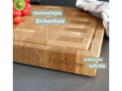 holz4home Premium Schneidebrett Set Stirnholz aus Eiche