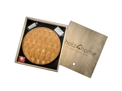 holz4home Premium Schneidebrett Set Rund Hackblock aus Eiche
