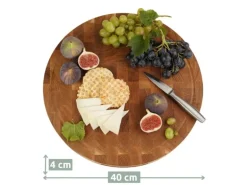 holz4home Premium Schneidebrett Set Rund Hackblock aus Eiche