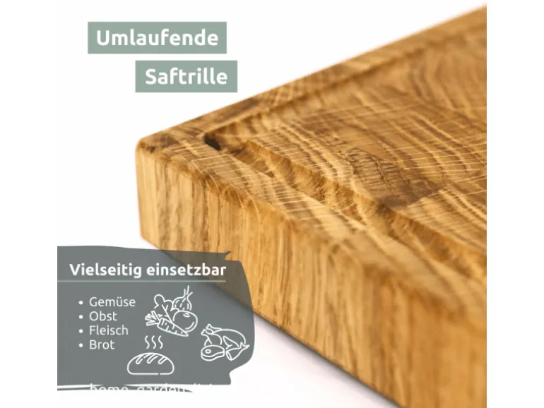 holz4home Premium Schneidebrett Stirnholz aus Eiche M