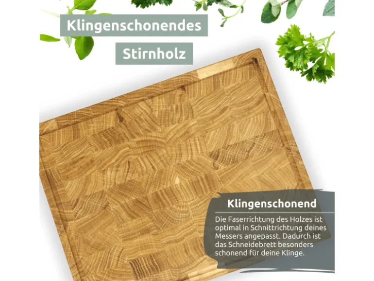 holz4home Premium Schneidebrett Stirnholz aus Eiche M