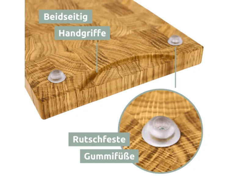 holz4home Premium Schneidebrett Stirnholz aus Eiche M