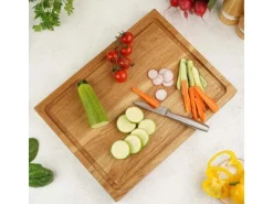 holz4home Servierbrett und Schneidebrett Set Alina aus Massivholz Eiche