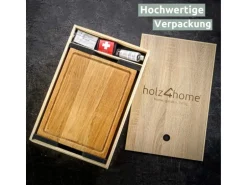 holz4home Servierbrett und Schneidebrett Set Alina aus Massivholz Eiche