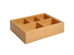 HOMCOM Aufbewahrungsbox Organizer Ausziehbar Bambus Natur 24,6 x 17,6 x 7 cm