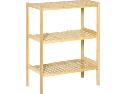 HOMCOM Badregal mit 3 Ebenen für Bad Küche Wohnzimmer Flur 62 x 33 x 80 cm