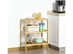 HOMCOM Badregal mit 3 Ebenen für Bad Küche Wohnzimmer Flur 62 x 33 x 80 cm