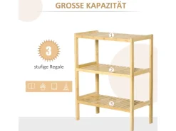 HOMCOM Badregal mit 3 Ebenen für Bad Küche Wohnzimmer Flur 62 x 33 x 80 cm