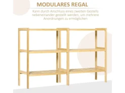 HOMCOM Badregal mit 3 Ebenen für Bad Küche Wohnzimmer Flur 62 x 33 x 80 cm