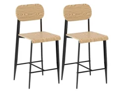 HOMCOM Barhocker 2er Set Barstuhl Küchenstuhl Naturholz+Schwarz