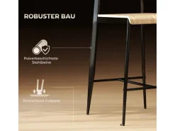 HOMCOM Barhocker 2er Set Barstuhl Küchenstuhl Naturholz+Schwarz