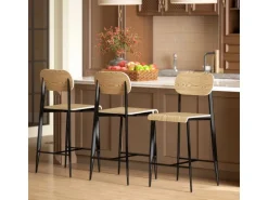 HOMCOM Barhocker 2er Set Barstuhl Küchenstuhl Naturholz+Schwarz