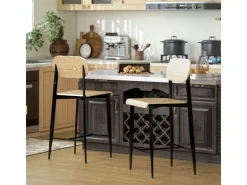 HOMCOM Barhocker 2er Set Barstuhl Küchenstuhl Naturholz+Schwarz