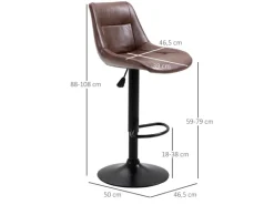 HOMCOM Barhocker 2er Set Barstuhl mit Rückenlehne