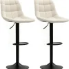 HOMCOM Barhocker mit Lehne Polyester Beige 53L x 47B x 96-117H cm