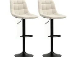 HOMCOM Barhocker mit Lehne Polyester Beige 53L x 47B x 96-117H cm