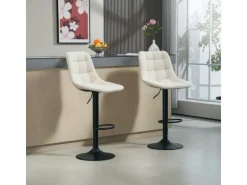 HOMCOM Barhocker mit Lehne Polyester Beige 53L x 47B x 96-117H cm