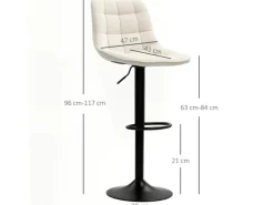 HOMCOM Barhocker mit Lehne Polyester Beige 53L x 47B x 96-117H cm