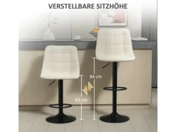 HOMCOM Barhocker mit Lehne Polyester Beige 53L x 47B x 96-117H cm