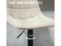 HOMCOM Barhocker mit Lehne Polyester Beige 53L x 47B x 96-117H cm