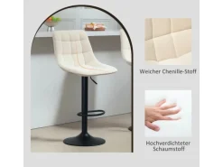 HOMCOM Barhocker mit Lehne Polyester Beige 53L x 47B x 96-117H cm