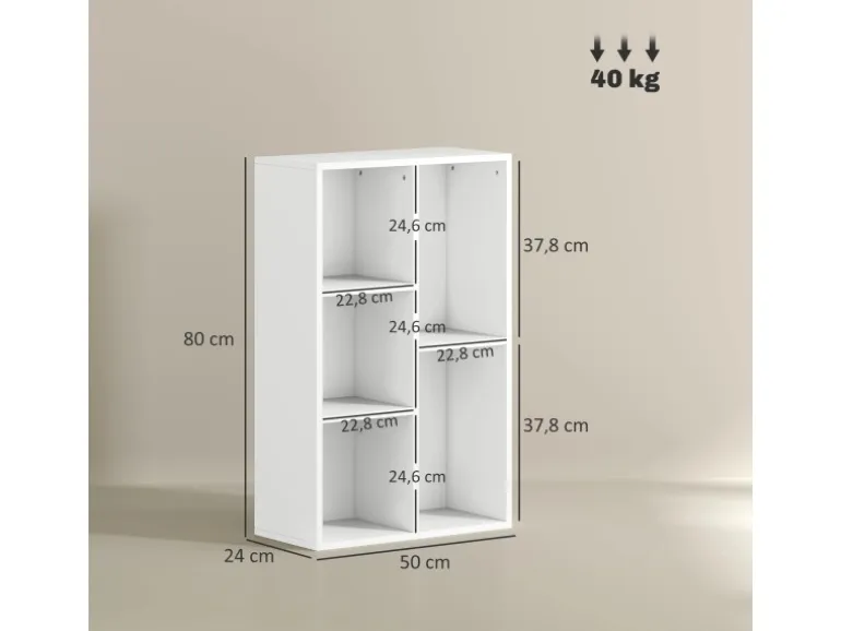 HOMCOM Bücherregal Standregal mit Ebenen Aufbewahrungsregal Küchenregal