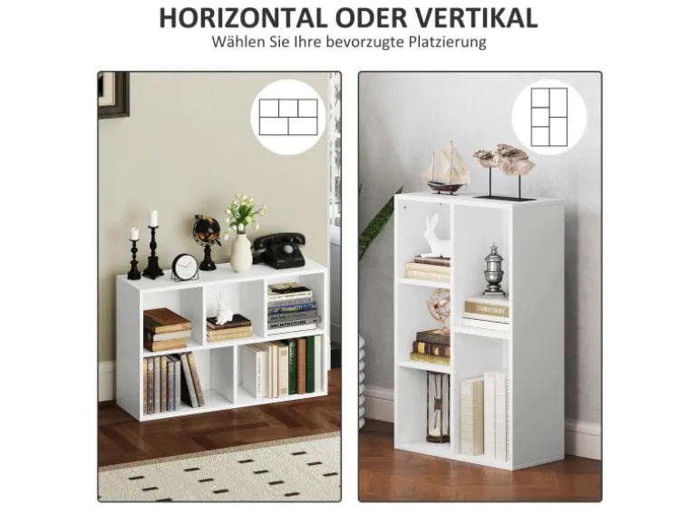 HOMCOM Bücherregal Standregal mit Ebenen Aufbewahrungsregal Küchenregal