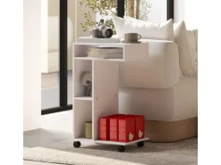 HOMCOM Beistelltisch Couchtisch Spanplatte Weiß 40L x 30B x 69H cm