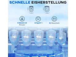 HOMCOM Eiswürfelbereiter Kunststoff Kupfer Silber 389L x 252B x 363H cm