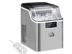HOMCOM Eiswürfelmaschine Rostfreier Stahl Kupfer Silber 36L x 252B x 371H cm