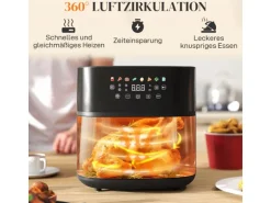 HOMCOM Heißluftfritteuse Stahl Kunststoff 41L x 32,5B x 32H cm Schwarz