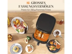 HOMCOM Heißluftfritteuse Stahl Kunststoff 41L x 32,5B x 32H cm Schwarz