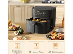 HOMCOM Heißluftfritteuse Stahl Kunststoff 41L x 32,5B x 32H cm Schwarz