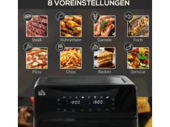 HOMCOM Heißluftfritteuse Stahl Kunststoff Schwarz 38,5L x 38B x 30,5H cm