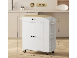 HOMCOM Kücheninsel mit Arbeitsplatte Spanplatte MDF Weiß 82L x 38B x 86,5H cm